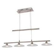 Boxed First Light Nassau Brushed Steel and Glass Ceiling Light Pendant RRP £180 (VEY1612)(10427)