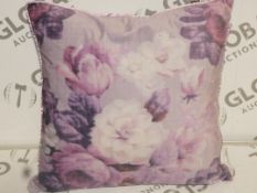 Purple Square Designer Floral Print Scatter Cushions RRP £25 Each (13367442)(9555)