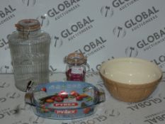 Assorted Glasswear Items to Include a Kilner Storage Jar, Kilner Large Drinks Dispenser, Range