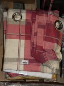 Assorted Pairs of Fusion Red Check and Yellow Check Fully Lined Eyelet Headed Designer Curtains 66 x