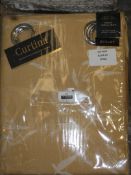 Pair of Curtina 66 x 54 Inch Lined Eyelet Headed Curtains in Yellow RRP £100
