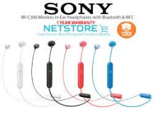 Pair of Sony Wireless Blue Sports Fit Sweat Proof Wireless Earphones RRP £30 (931821)