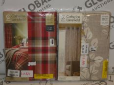 Lot to Contain 2 Assorted Catherine Lansfield Curtain Packs to Include a 66 x 72Inch Kelso Easy Care