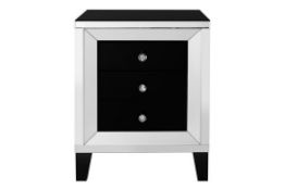 Lot to Contain 2 Stylish Mirrored Glass and Black Accent 4 Drawer Cabinets from Hestia. Ht 110 x W