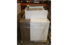 Pallet to Contain 5 Assorted Gloss White and Light Oak Basin Vanity Units