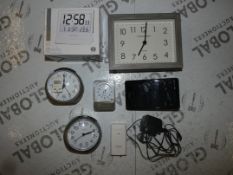 Lot to Contain 7 Assorted Items to Include a Oregon Scientific Thermo Sensor, Acctim Alarm Clock,