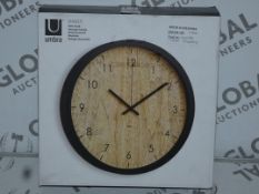 Boxed Umbra Oakley Wooden Effect Designer Wall Clock RRP £60 (73411136)