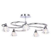 Boxed Home Collection Agatha 5 Light Stainless Steel and Glass Flush Ceiling Light RRP £130