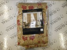 Pair of Curtina 90 x 72 Red and Gold Curtains (10894)