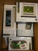 Lot to Contain 5 Assorted Clocks to Include an Acctim Alarm Clock, Acctim Apex Alarm Clock, Oregon
