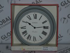 Boxed Jones Collection Grey Painted Designer Wall Clock (JLCO1007) RRP £35 (10685)