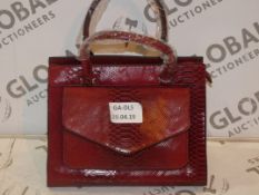 Brand New Womens Coolives Oxblood Leather Snake Skin Design Gold Detail Ladies Handbag RRP £50