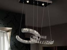 Boxed Schuller Crystal and Stainless Steel LED Designer Ceiling Light RRP £285 (QFA2514)(10128)
