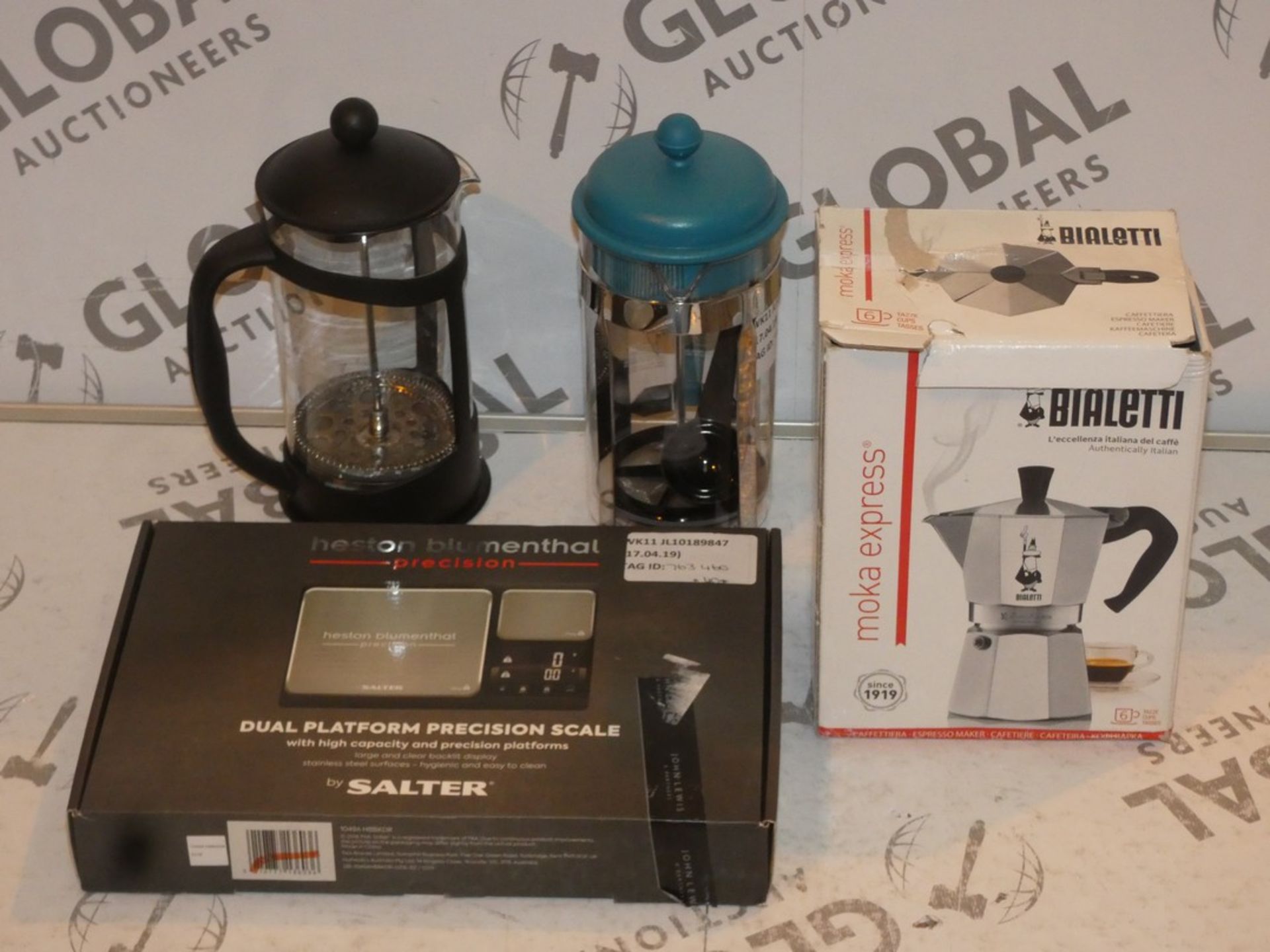 Lot to Contain 4 Assorted Kitchen Items to Include Heston Blumenthol Precision Dual Platform Scales,