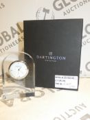 Boxed Dartington Crystal Curved Glass Mantle Clock RRP £120 (811817)