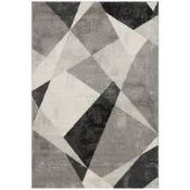 Long Weave Amari Grey and Black Large Designer Floor Rug RRP £180 (ALAX6351)