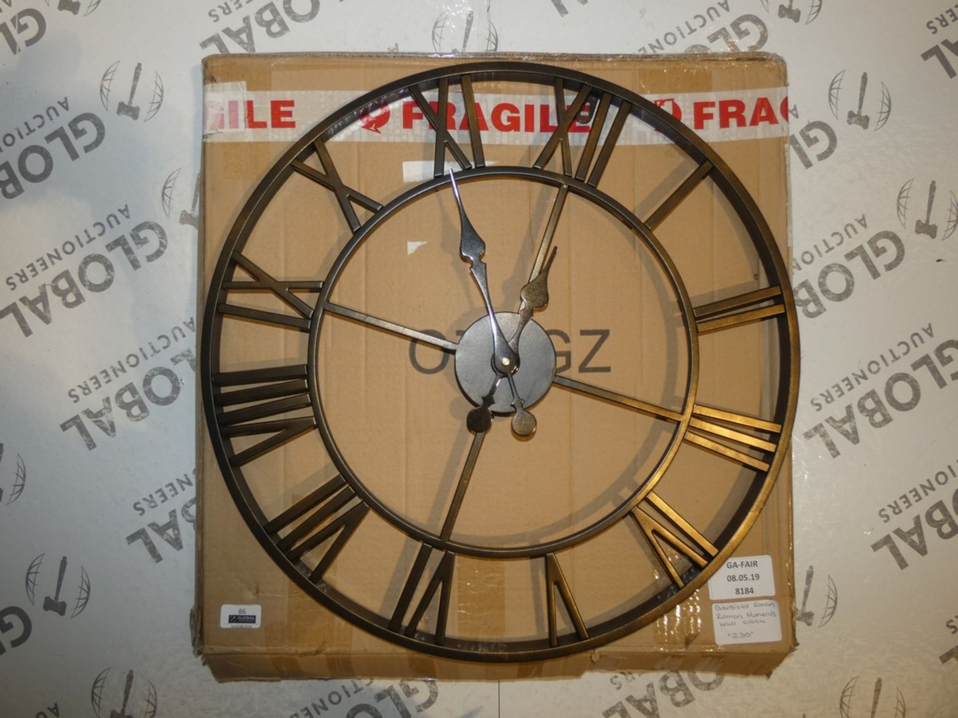 Boxed Roman Numeral OT+GZ Over Sized Wall Clock RRP £180 (8527)