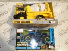 Boxed Assorted Childrens Toy Items to Include a Childrens Tonker Cement Mixer Truck and a RC