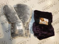 Assorted Soft and Snug Touch Fur Throws in Silver and Purple (8527)