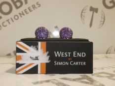 Boxed Pair of Simon Carter West End Checkered Circle Cufflinks RRP £40