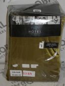 Bagged Pair of 90 x 90Inch Peacock Blue Hotel Olive Green Ready Made Eyelet Headed Curtains RRP £130