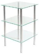 Boxed 3 Tier Glass Side Table RRP £40 (10685)(HES8418)