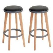 Lot to Contain 2 Vidal Wooden Designer Barstools Combined RRP £70 (HETC5946)(10608)