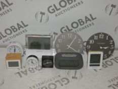 Lot to Contain 9 Assorted Thomas Kent Mantle Clocks, Acctim Mini Alarm Clocks and Digital Alarm