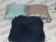 Lot to Contain 3 Assorted Designer Square Scatter Cushions to Include a Rocco Helix Purple Scatter