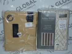 Lot to Contain 2 Assorted Items to Include a Pair of Curtina 168 x 137cm Sagano Ochre Eyelt Curtains