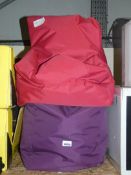 Lot to Contain 2 Red and Purple Childrens Bean Bag Chairs Combined RRP £85 (HSU3776)(10768)(10590)