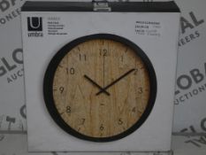 Boxed Umbra Oakley Real Wood Effect Circular Wall Clock RRP £30 (73431111)