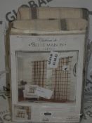 Pair of Chateau De Belle Maison Great British Design 90 x 90Inch Plain Check Curtains in Natural RRP