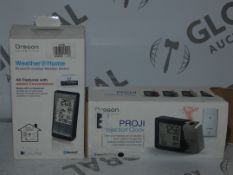 Lot to Contain 2 Oregon Scientific Weather Projection Bluetooth Enabled Weather Stations Combined