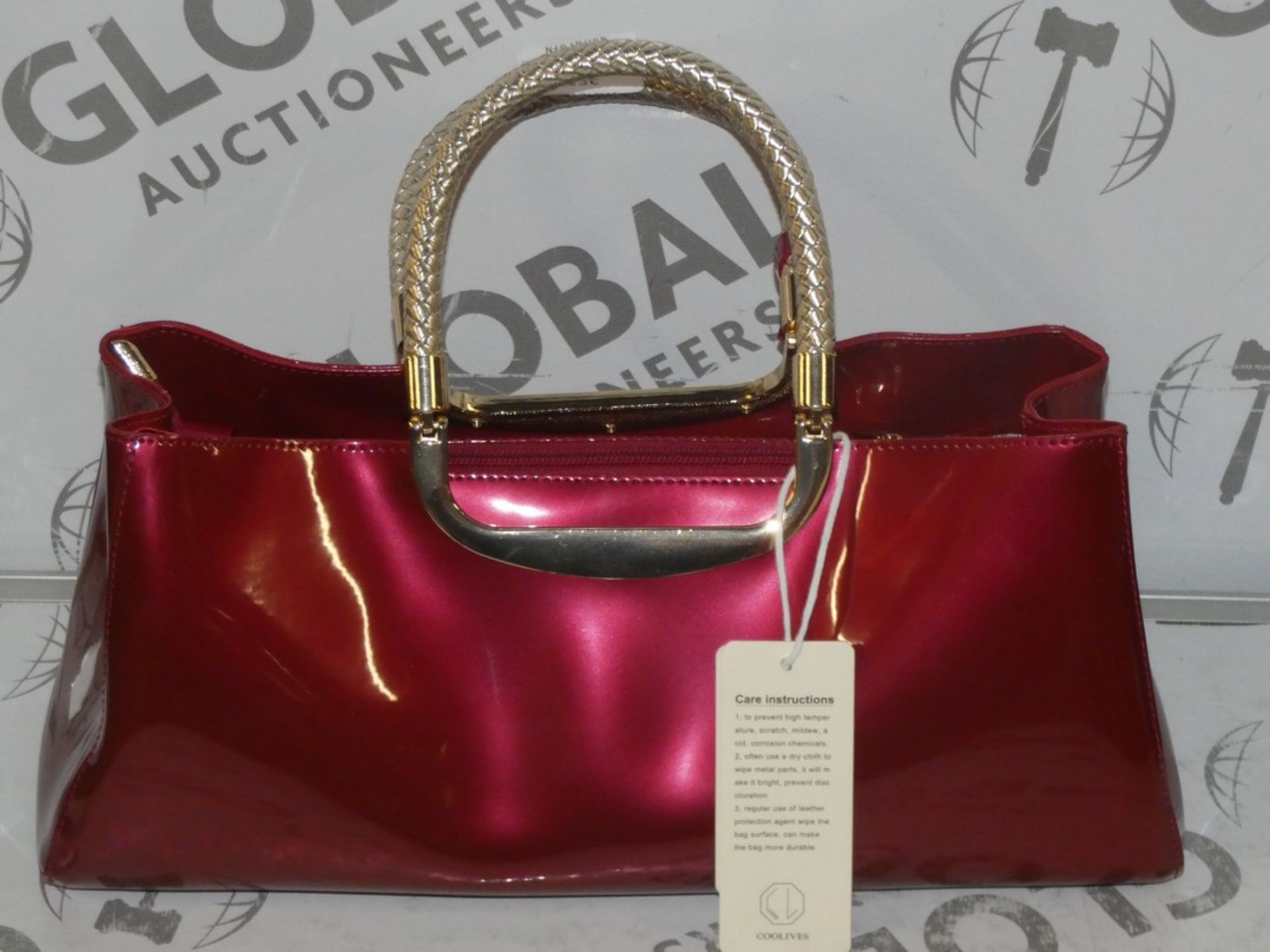 Brand New Womens Coolives Gloss Red Handbag with Gold and Diamante Detailing RRP £50