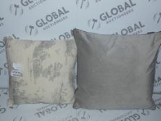 Lot to Contain 2 Assorted Cushions to Include a 55 x 55cm Meridan Cushion and a Printed Designer