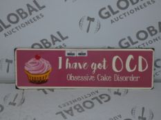 Lot to Contain 50 I Have Got OCD Obsessive Cake Disorder Decorative Metal Wall Clocks RRP £6 Each