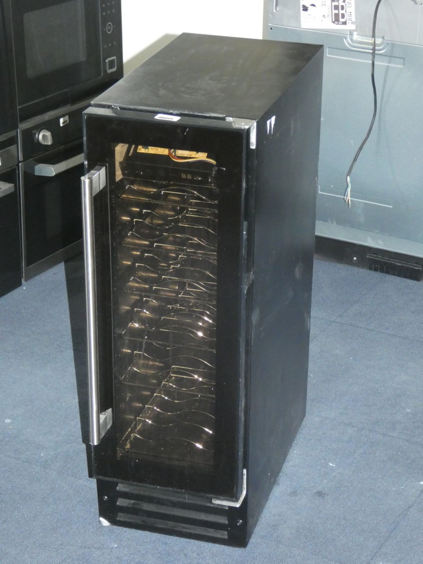 Black Glass Slimline Free Standing Under the Counter Wine Cooler