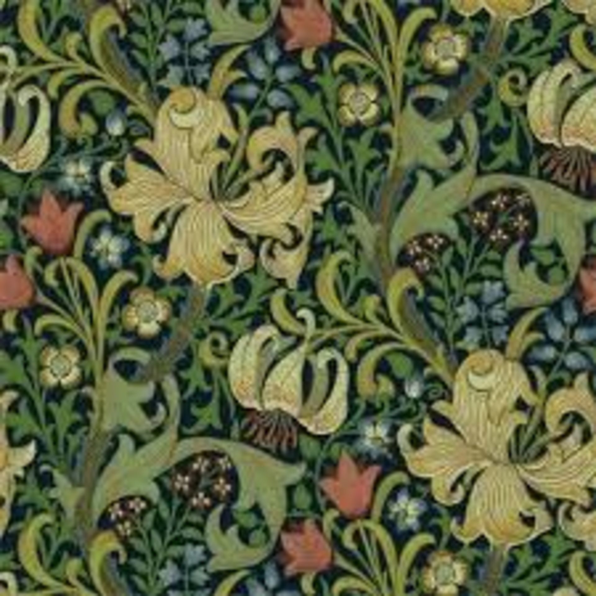Roll of Morris and Co Golden Lily 10.5m x 52cm Wallpaper RRP £65 (1003347)