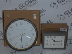 Lot to Contain 2 Boxed Thomas Kent Rectangular Mantle Clocks and Circular Wall Clocks Combined