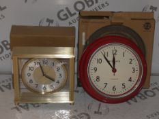 Lot to Contain 2 Assorted Boxed Newgate and London Clock Company Wall Clocks and Mantle Clocks