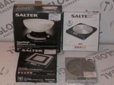 Lot to Contain 4 Assorted Boxed and Unboxed Pairs of Salter Digital Kitchen Scales Combined RRP £