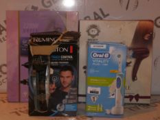 Lot to Contain 4 Assorted Items to Include a Remington Touch Control Beard Trimmer, Oral B
