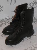 Lot to Contain 2 Pairs of Ladies Black Lace Up Designer Boots in Sizes EU37 and EU41