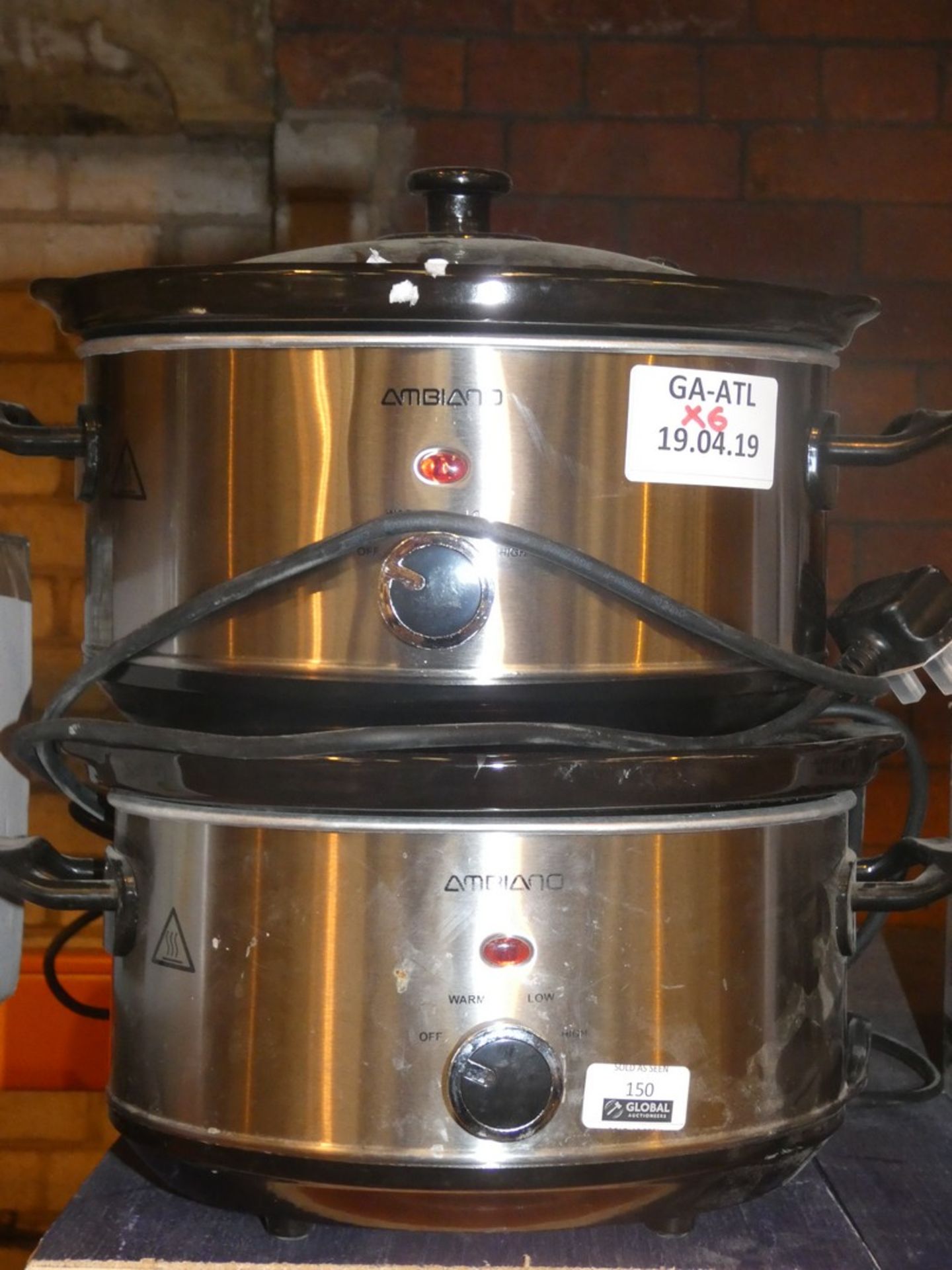 Lot to Contain 6 Ambiano Slow Cookers in Stainless Steel