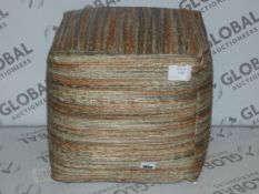 Besp-oke Natural Weave Beige and Orange Pouffe RRP £80 (151501139)(11238)