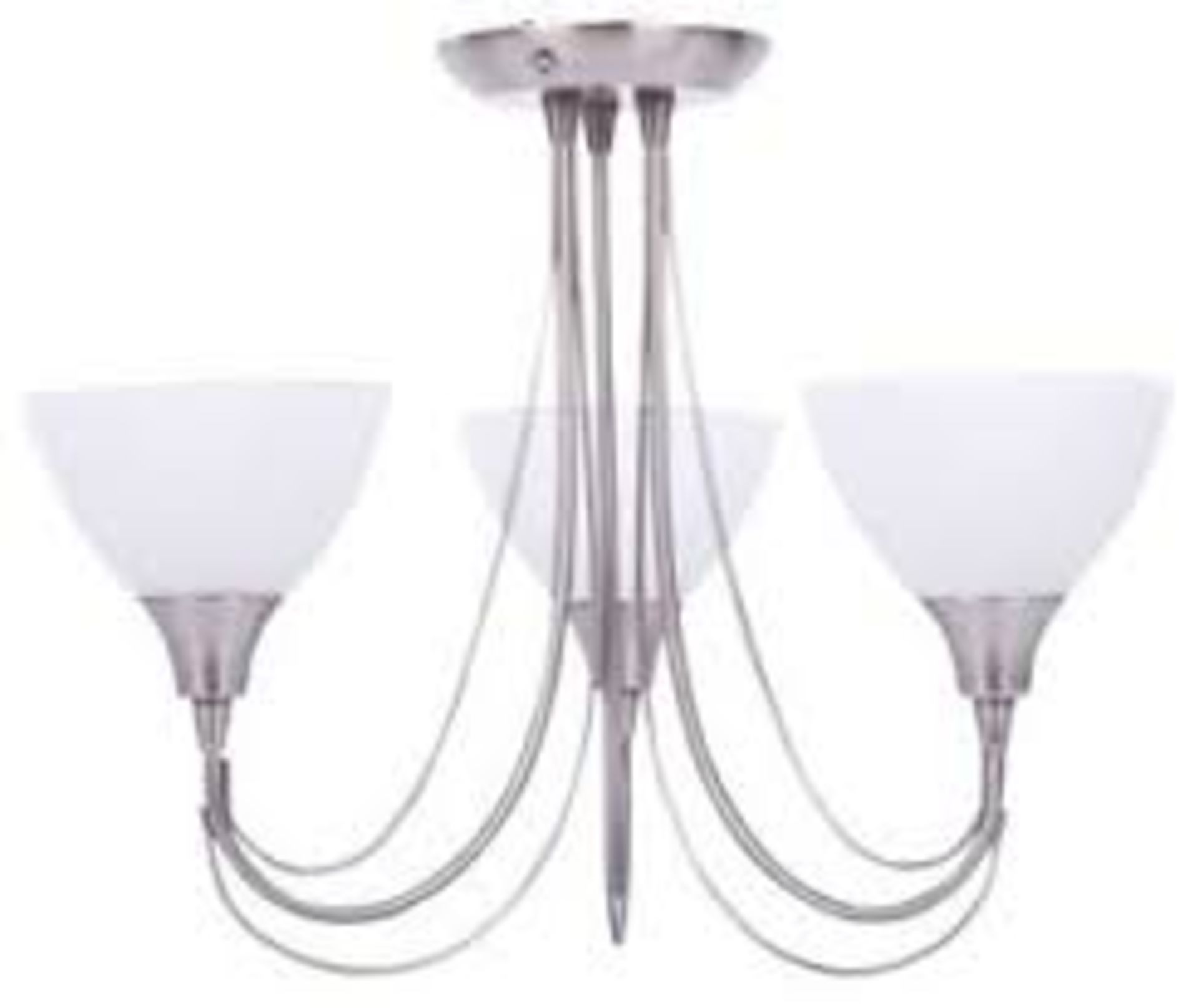 Boxed Brushed Chrome and Opal Glass 3 Light Ceiling Light Pendant Light RRP £80 (116274957)(8085)