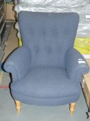 Sourced From John Lewis: Hambleton Denim Blue Fabric Upholstered Button Back Armchair RRP £950 (