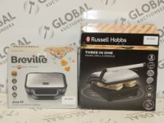 Boxed Assorted Kitchen Items to Include a Breville Deep Fill Sandwich Toaster and a Russell Hobbs