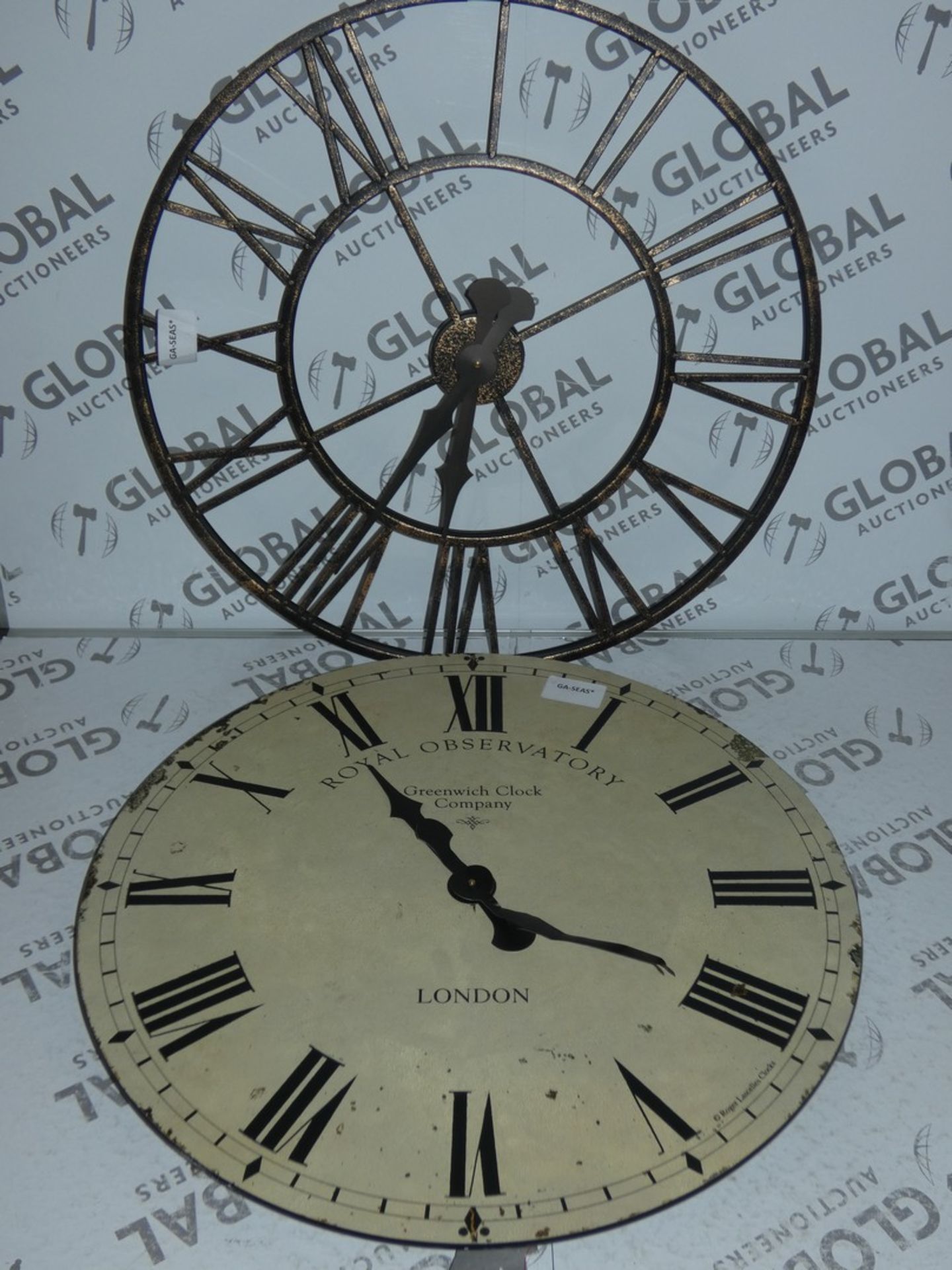 Lot to Contain 2 Assorted Royal Observatory Greenwich Wall Clocks and Oversized Roman Numeral and